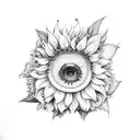 melanie martinez portals inspired with sunflowers and roses tattoo design idea