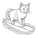 cat surf board sunset tattoo design idea