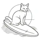 cat surf board sunset tattoo design idea
