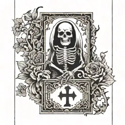 death tarot card, gorey hanging tattoo design idea