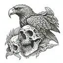 eagle skull in bone, obscur, afraid, dead tattoo design idea