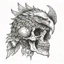 eagle skull in bone, obscur, afraid, dead tattoo design idea
