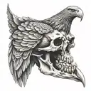 eagle skull in bone, obscur, afraid, dead tattoo design idea