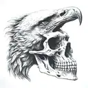 eagle skull in bone, obscur, afraid, dead tattoo design idea