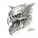 dead eagle skull, obscur, afraid, call of duty  tattoo design idea