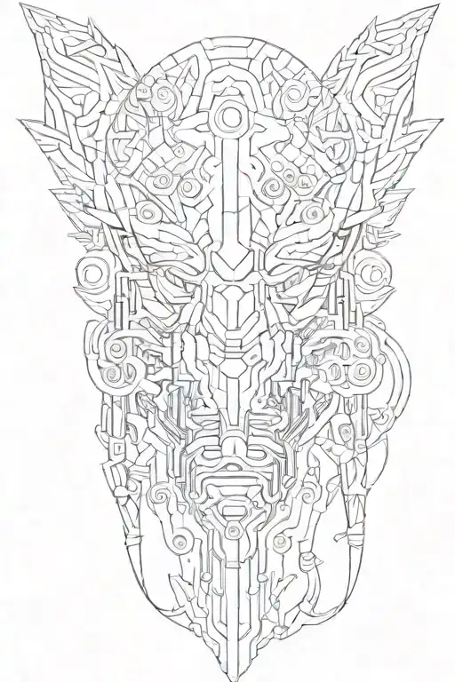 cyber tribal feel tattoo design idea