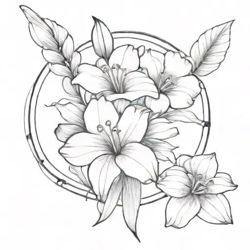 gladiolus, gerbera and pivione stick with a bandage tattoo design idea