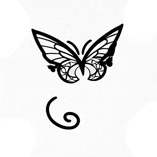 cat with butterflies tattoo design idea