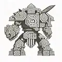 shadow of the colossus symbol woodcut style  tattoo design idea