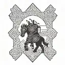 shadow of the colossus symbol woodcut style  tattoo design idea