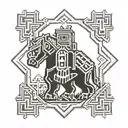 shadow of the colossus symbol woodcut style  tattoo design idea
