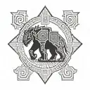 shadow of the colossus symbol woodcut style  tattoo design idea