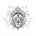 lion with lily flower and olive branch tattoo design idea