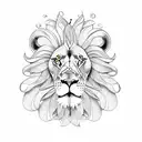 lion with lily flower and olive branch tattoo design idea