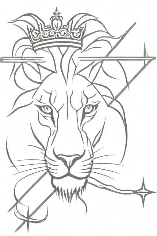 lion with a crown of thorns and a cross on the eye tattoo design idea