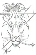 lion with a crown of thorns and a cross on the eye tattoo design idea