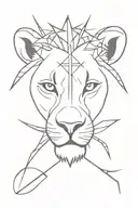 lion with a crown of thorns and a cross on the eye tattoo design idea