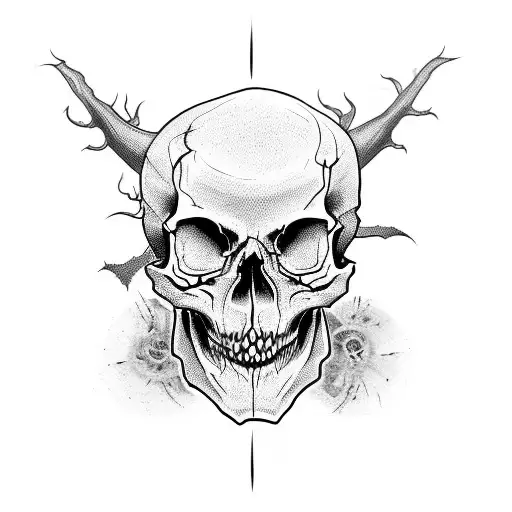 rotting demon skull tattoo design idea