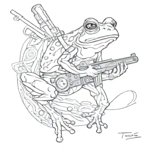 frog and gun tattoo design idea