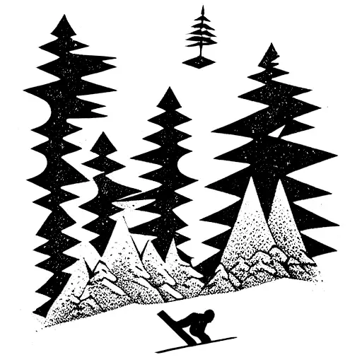 two frinds doing snowboarding tattoo design idea