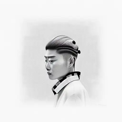 A realistic portrait of Zenitsu with his signature yellow and black checkered haori tattoo design idea