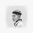 A realistic portrait of Zenitsu with his signature yellow and black checkered haori tattoo design idea