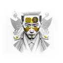 A realistic portrait of Zenitsu with his signature yellow and black checkered haori tattoo design idea