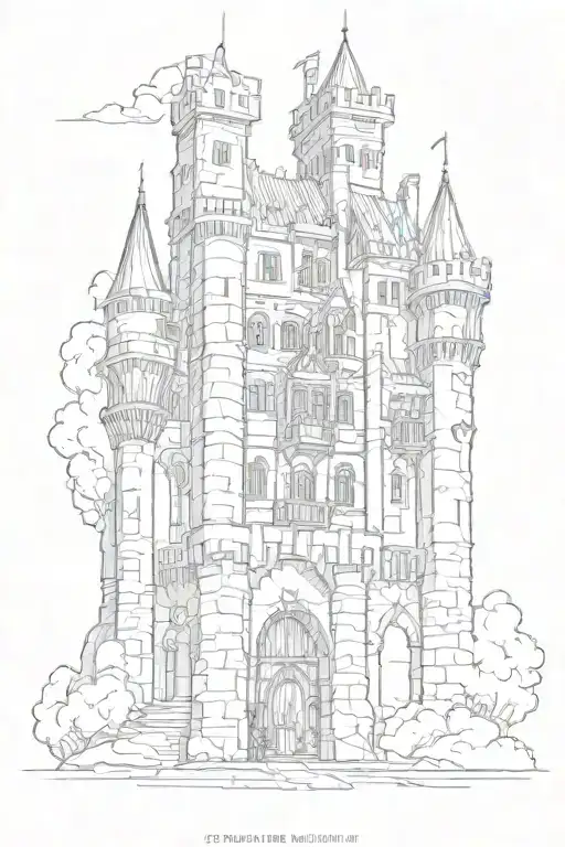 Architecture medieval castle, knight   tattoo design idea