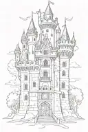 Architecture medieval castle, knight   tattoo design idea