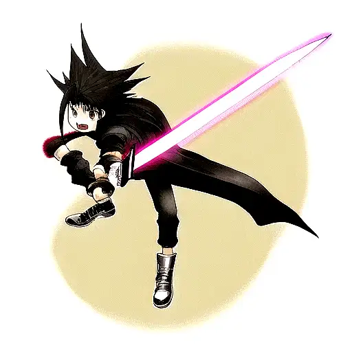 buster sword with one black wing final fantasy 7 tattoo design idea