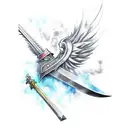 buster sword with one black wing final fantasy 7 tattoo design idea