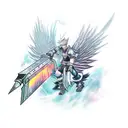 buster sword with one black wing final fantasy 7 tattoo design idea