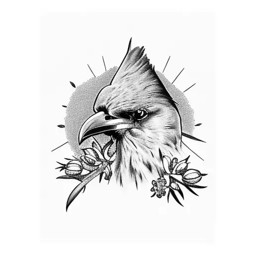 raven holding an azalea tattoo design idea