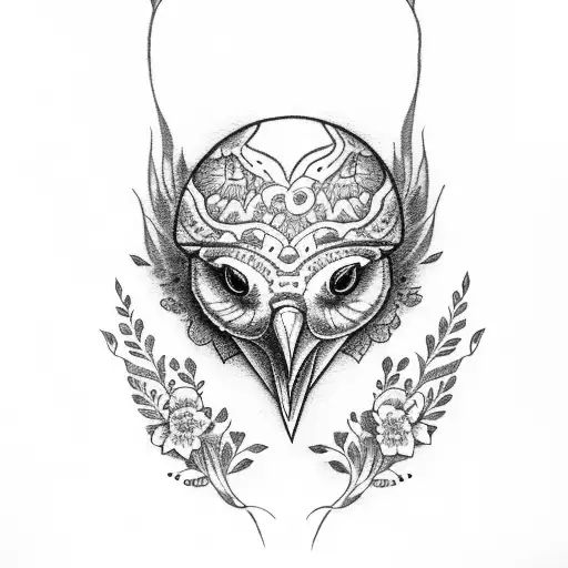raven holding an azalea tattoo design idea