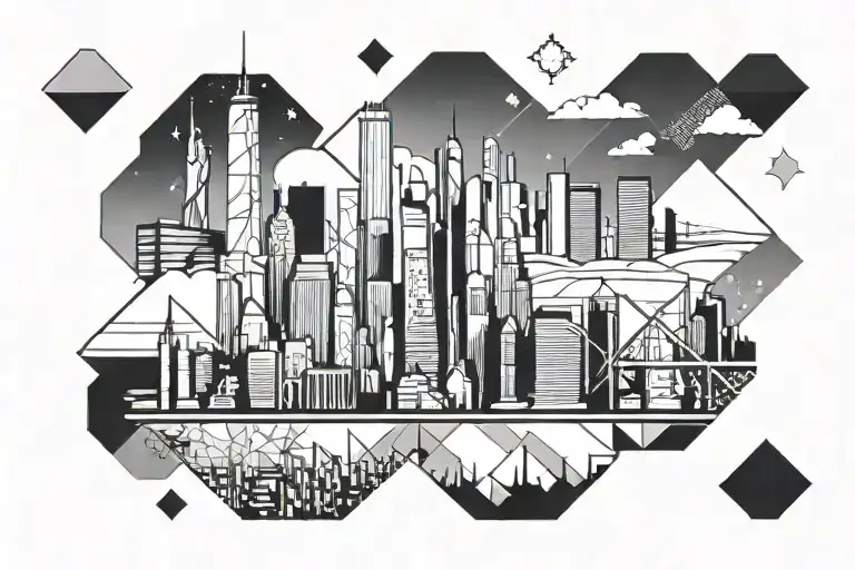 new york city skyline tattoo design idea
