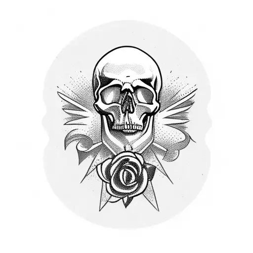 skull with Cardinal and marshall tattoo design idea