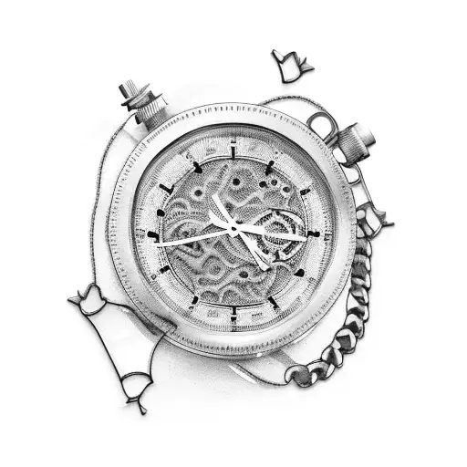 Stopwatch and chain with broken glass tattoo design idea
