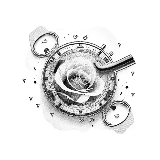 Stopwatch with broken glass,  Roses and Vine, Brass Knuckles tattoo design idea