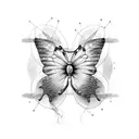 A heart-shaped butterfly made of music notes tattoo design idea