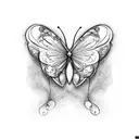 A heart-shaped butterfly made of music notes tattoo design idea