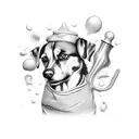 A whimsical baking scene with dogs as pastry chefs tattoo design idea