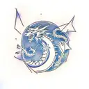 Dragon with mountains tattoo design idea