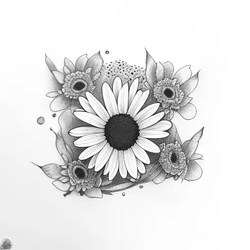 Daisy with Dog Paw tattoo design idea
