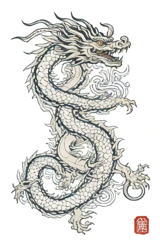 Japanese dragon with orthodox icons around it  tattoo design idea