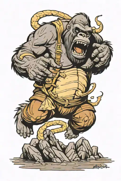 megadon vs king kong tattoo design idea