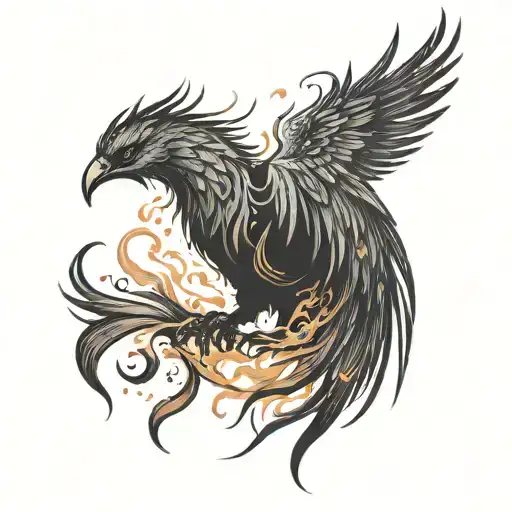 A minimalist depiction of a phoenix rising from the ashes, representing the Scorpio's ability to undergo profound transf tattoo design idea