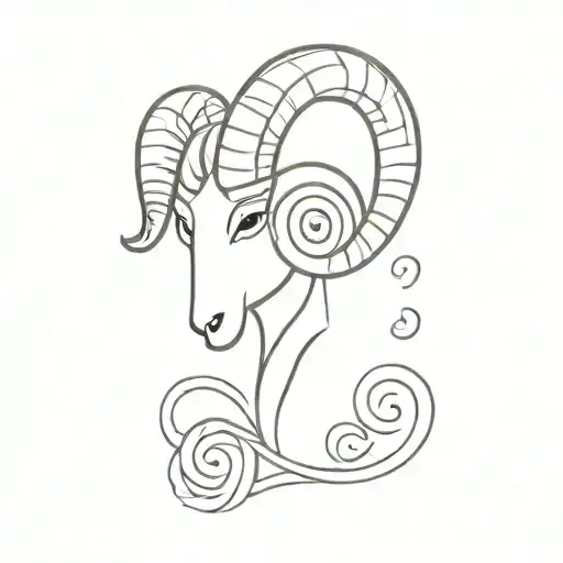 Intricate tattoo design combining love symbols with Aries ram horns tattoo design idea