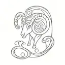 Intricate tattoo design combining love symbols with Aries ram horns tattoo design idea