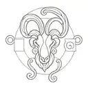 Intricate tattoo design combining love symbols with Aries ram horns tattoo design idea
