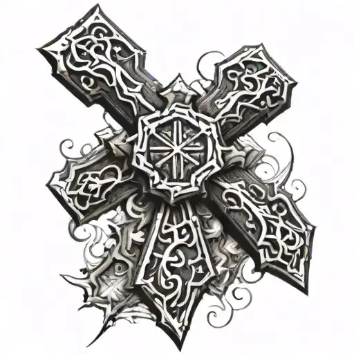 cross, 3 nails, woodworking  tattoo design idea